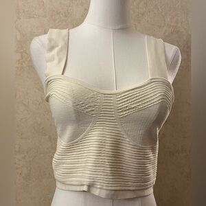 Sincerely Jules Cream Ribbed Crop Top